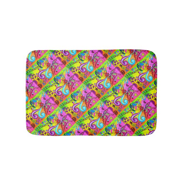 Tapete De Banheiro cogumelos hippie-groovy (frente)