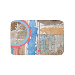 Tapete De Banheiro colagem da arte abstracta, meios mistos e aguarela