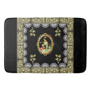 Tapete De Banheiro Colagem da safra Retro com rendas e flores
