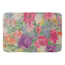 Tapete De Banheiro Colagem de Flores de Aquarela de Verão