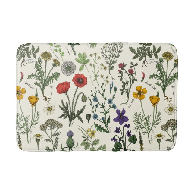 Tapete De Banheiro Colagem de flores silvestres (Frente)