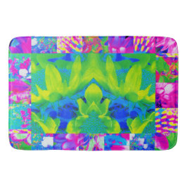 Tapete De Banheiro Colagem do Jardim de Girassol com abstrato Patchwo