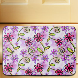 Tapete De Banheiro Colagem Floral do Arco-Íris Holográfico