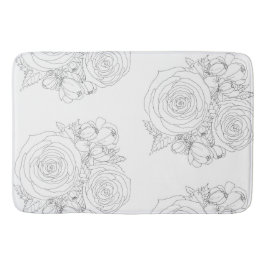Tapete De Banheiro Coleção de banho floral preto e branco