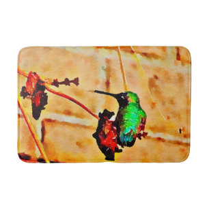 Tapete De Banheiro Colibri pouco verde e vermelho