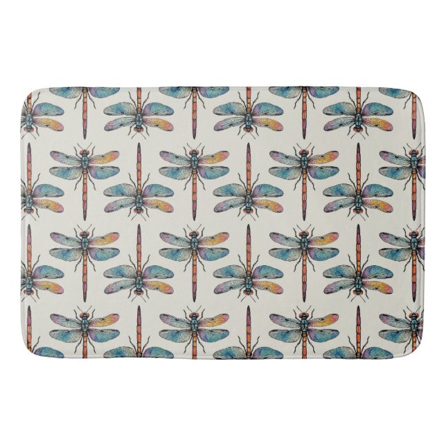 Tapete De Banheiro Colorful Dragonfly Pattern (Frente)