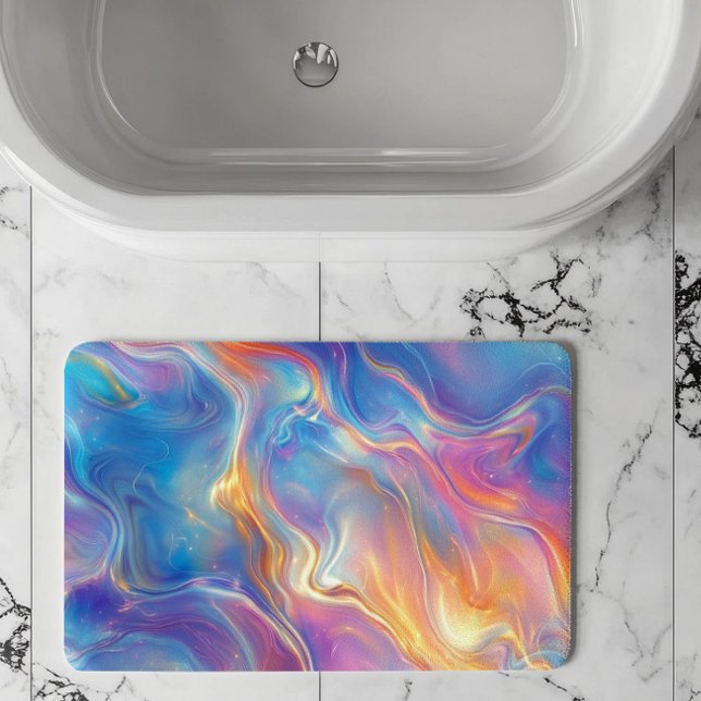 Tapete De Banheiro Colorful opal swirly flowing marble texture (Criador carregado)