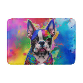 Tapete De Banheiro Colorida Boston Terrier Paint Splashes