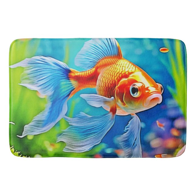 Tapete De Banheiro Colorida Tank Goldfish Design (Frente)