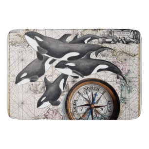 Tapete De Banheiro Compasso náutico da orca