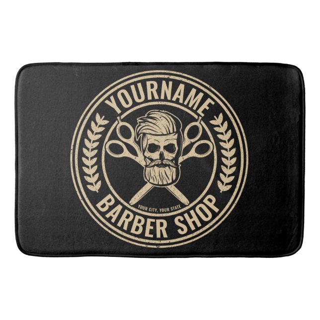 Tapete De Banheiro Compro de Barber Personalizado Skull Rockabilly Sa (Frente)