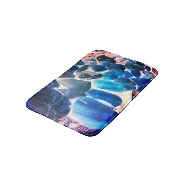 Tapete De Banheiro Concha de ostras marítimas, cores mudadas de azul  (Angulado)