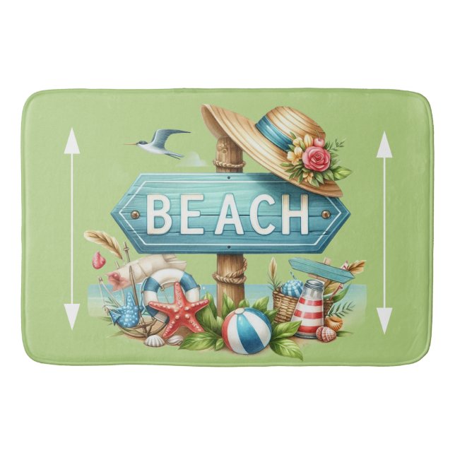 Tapete De Banheiro Conchas de Praia Pastéis (Frente)