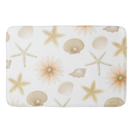 Tapete De Banheiro Conchas e Flores de Peach Beach Glamour Moderno