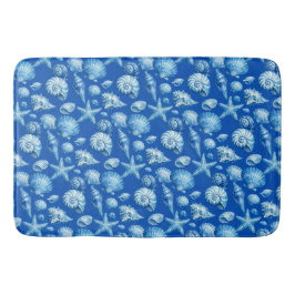 Tapete De Banheiro Conchas. Náutico. Azul.