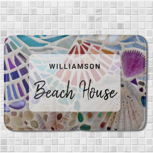 Tapete De Banheiro Conchas Personalizadas de Casa de Praia (Criador carregado)