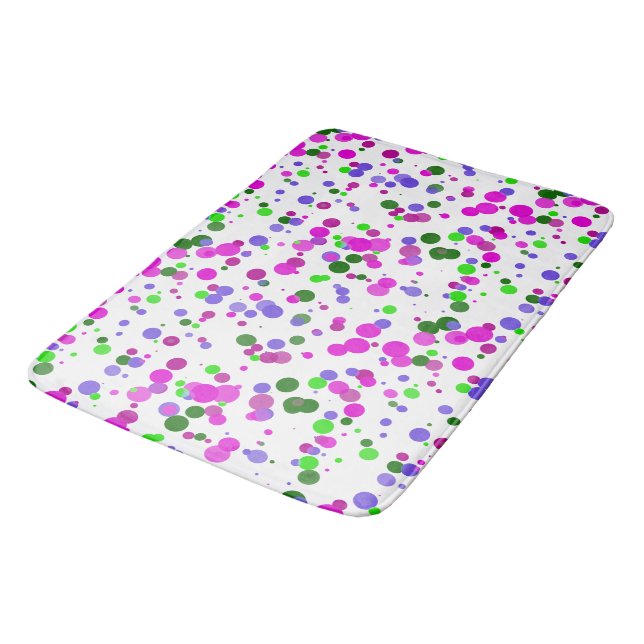 Tapete De Banheiro Confete de Bolinhas Rosa (Angulado)