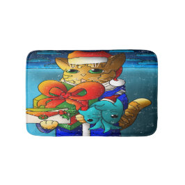 Tapete De Banheiro Convidado de Gato de Natal