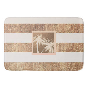Tapete De Banheiro Copper & Cream Palmeiras Tropicais Brilho Chic