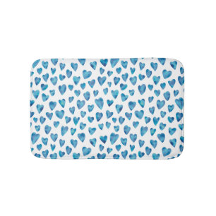 Tapete De Banheiro Cor da água azul amor padrão cardíaco