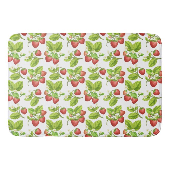 Tapete De Banheiro Cor da Água de Morango Vermelho (Frente)
