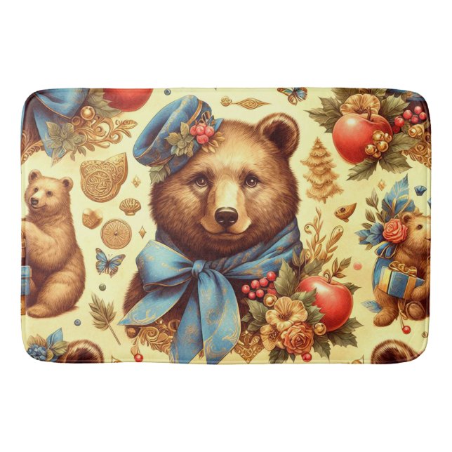 Tapete De Banheiro Cor d'água do Urso da Vintagem Cura (Frente)
