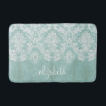 Tapete De Banheiro Cor damasco de Vintagem Azul de Gelo com Término G<br><div class="desc">Um padrão de vintage com um design de chalkboard e rendas. Olhem com atenção para as flores e folhas. Um design de moda com cores de tom de joia e elegância. Os itens são mais fáceis de personalizar quando você substitui todos os textos e fotos primeiro. Se a sua arte...</div>