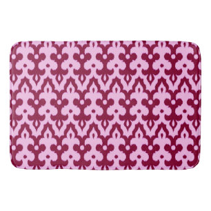 Tapete De Banheiro Cor damasco Ikat marroquina, Borgonha e Rosa