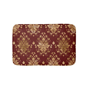 Tapete De Banheiro Cor damasco Oriental Vintage - Vermelho e ouro