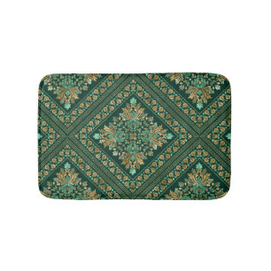 Tapete De Banheiro Cor damasco Vintage - Esmeralda verde e ouro