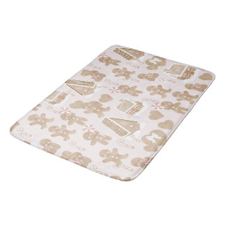 Tapete De Banheiro Cor de Rosa! Pão de gengibre Porta de Natal Rug/Ma