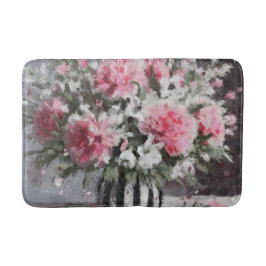 Tapete De Banheiro Cor rosa Flor de Cravagem Floral, Preto