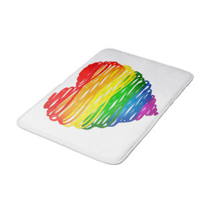 Tapete De Banheiro Coração colorido arco-íris de SlipperyJoe rabiscad