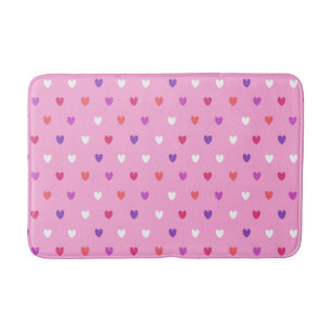 Tapete De Banheiro Corações de polca a rosa