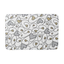 Tapete De Banheiro Corações de prata e ouro