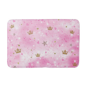 Tapete De Banheiro Corações de Princesa Rosa Estrelas Coroas Brilho L