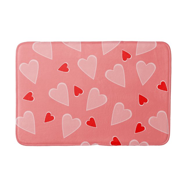 Tapete De Banheiro Corações vermelho e rosa (Frente)