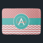 Tapete De Banheiro Coral Teal Chevron Quatrefoil<br><div class="desc">Batata de coral-chevron quatrefoil</div>
