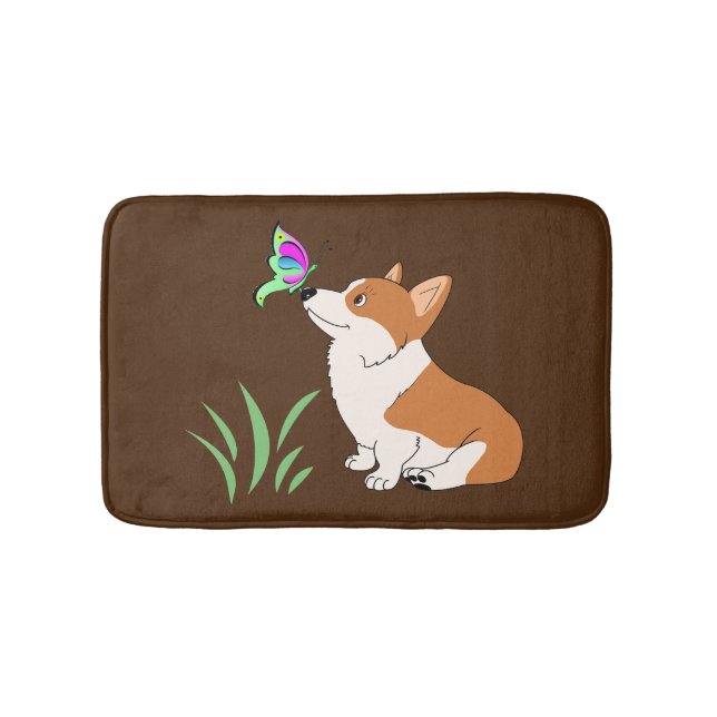 Tapete De Banheiro Corgi com borboleta (frente)