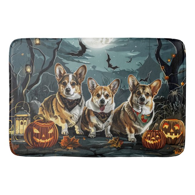 Tapete De Banheiro Corgi Halloween Assustador (Frente)