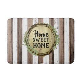 Tapete De Banheiro Coroa Botânica Rústica em Madeira Branca e Marrom 