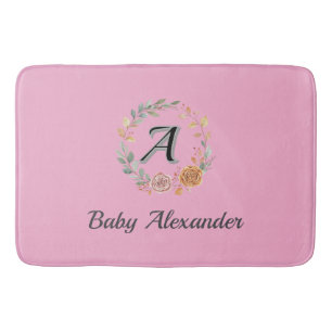 Tapete De Banheiro Coroa de Rosa Coral Peachy Personalizada