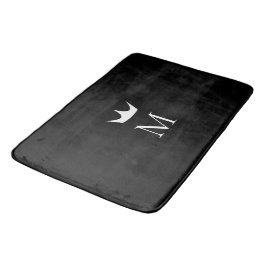 Tapete De Banheiro Coroa Elegante Padrão Monograma Preto e Branco