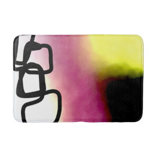 Tapete De Banheiro Corrente de bloqueio: Abstrato cor-de-rosa, amarel