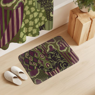 Tapete De Banheiro Cortina de Motivo Misto Burgundy Vermelho Sage Oli