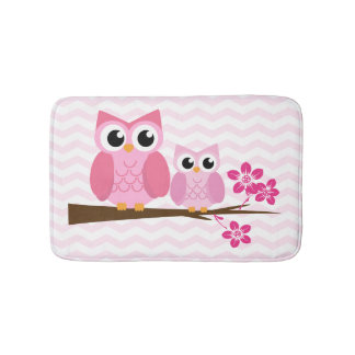 Tapete De Banheiro Coruja cor-de-rosa Chevron