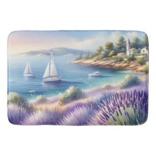 Tapete De Banheiro Costa Mediterrânea de Lavanda com Velas
