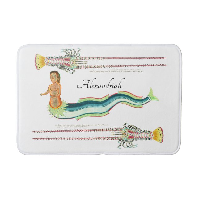 Tapete De Banheiro Costeira de lavagantes de Sereia Personalizada (Frente)