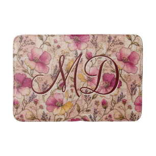 Tapete De Banheiro Cottagecore Floral Romântico Rosa Malva Botânico