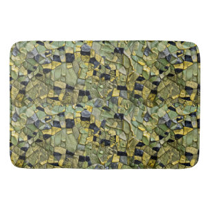 Tapete De Banheiro Couro de Dragão, Crocodilo, Jacaré Verde Amarelo